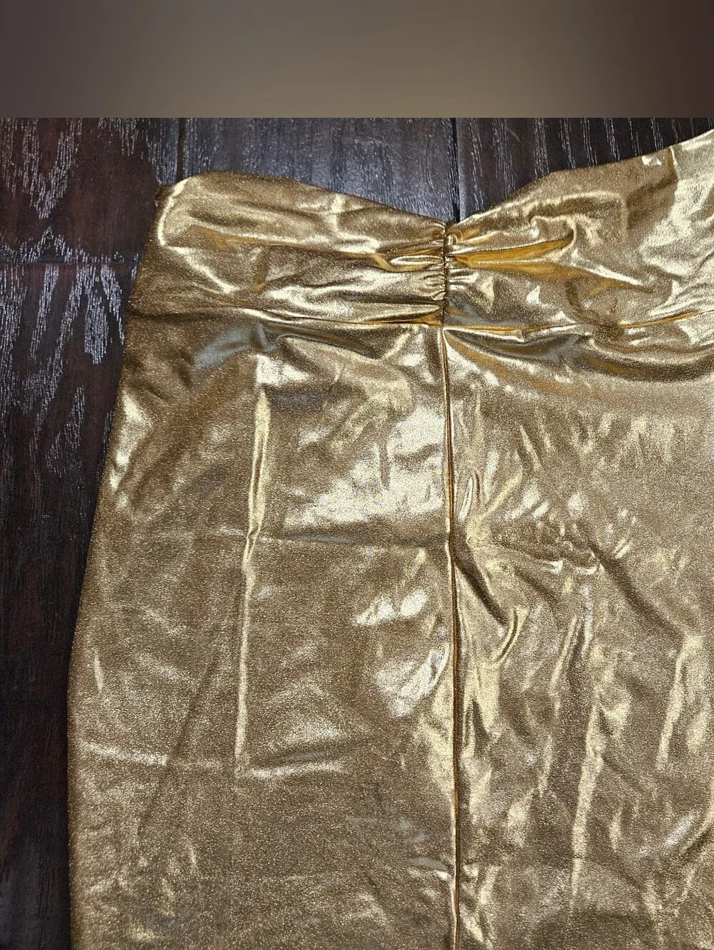 SKIMS Gold Knot-Front Metallic Swim Coverup Skirt